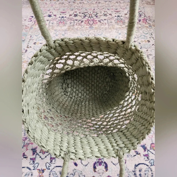 Wicker Beach Oversized Bag Sage Green Lightweight Summer Tote - Picture 4 of 9